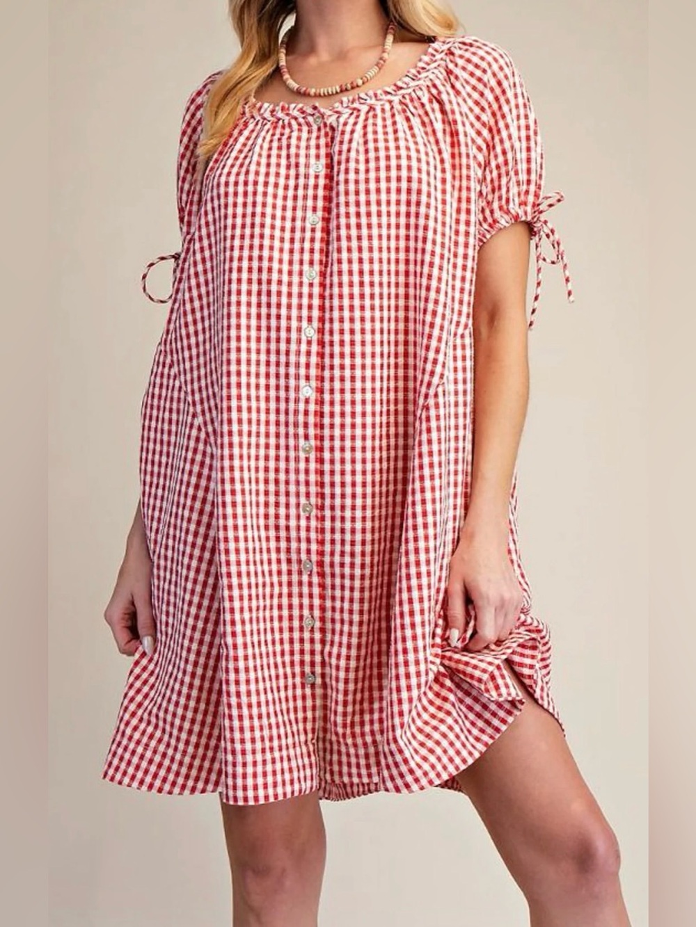 Easel Red and White Gingham Swing Dress Size Small NWT ❤️
